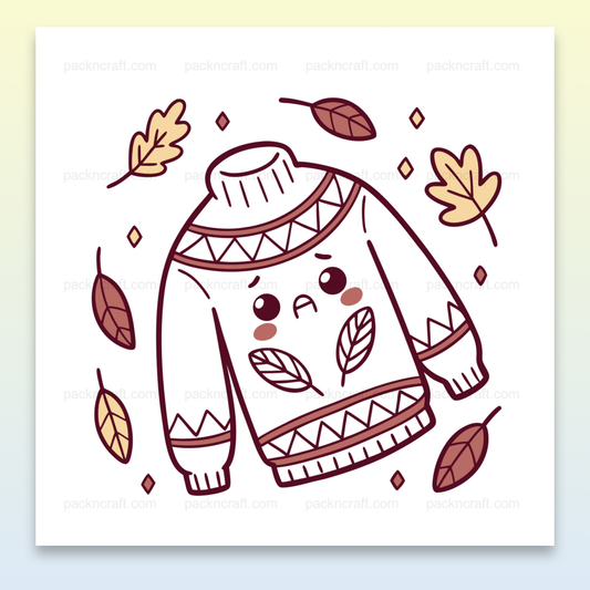 Illustration de pull triste automnal avec feuilles, pour projets DIY