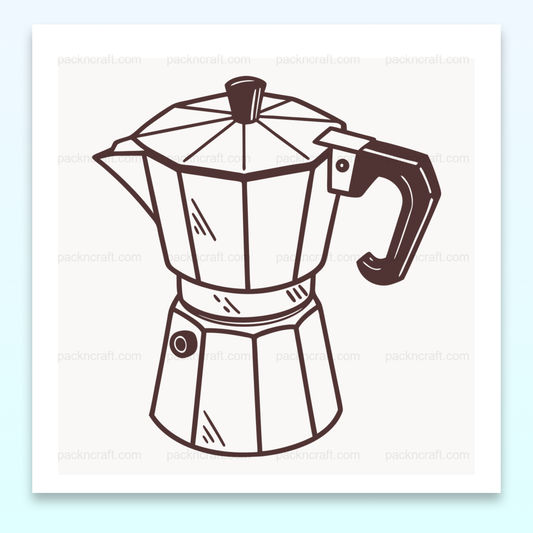 Illustration de cafetière italienne vintage en style doodle, idéal pour projets DIY