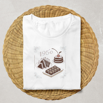 T-shirt imprimé style rétro chocolaté