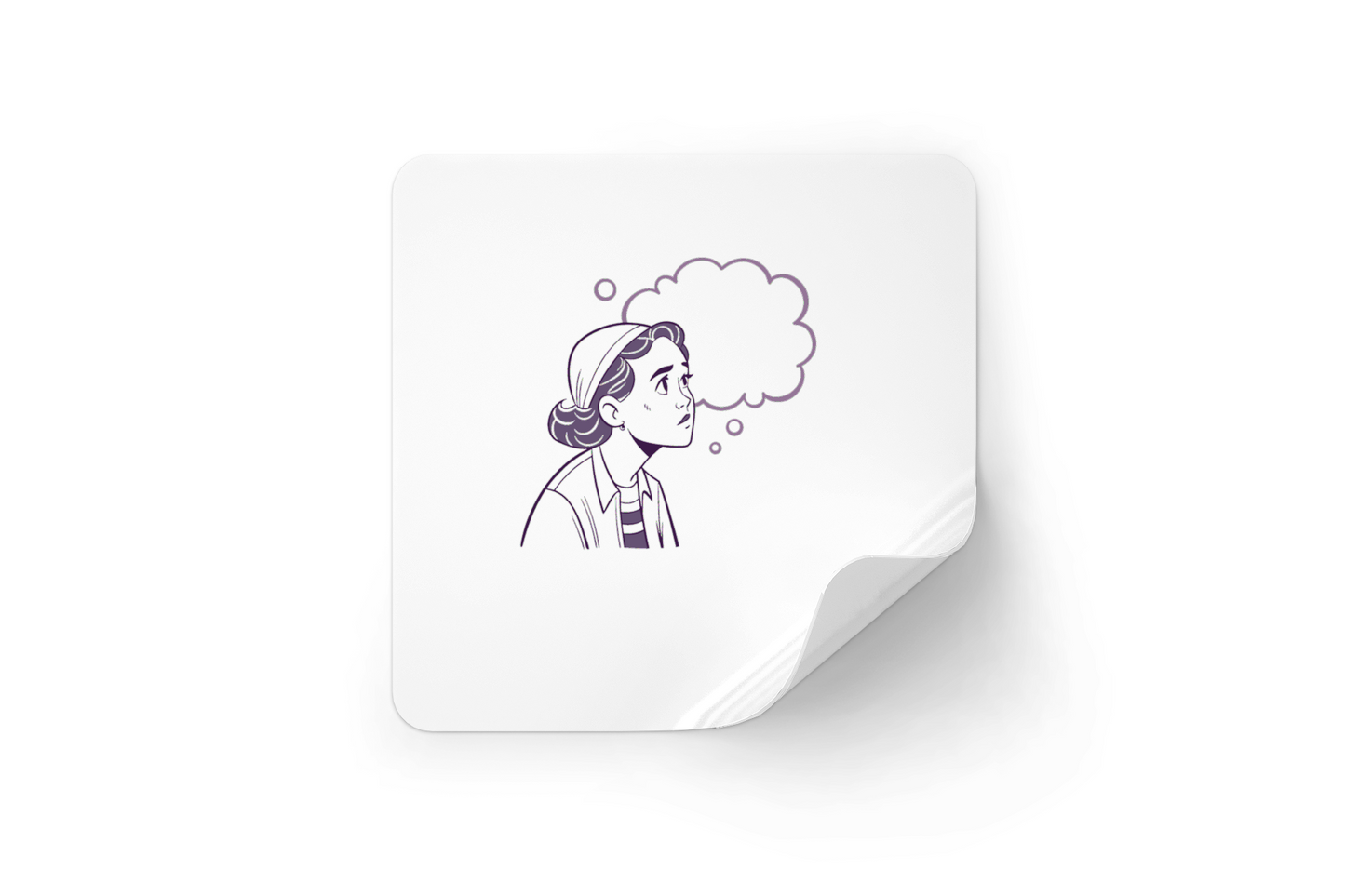 Sticker minimaliste jeune fille rêveuse en SVG sur fond créatif inspirant