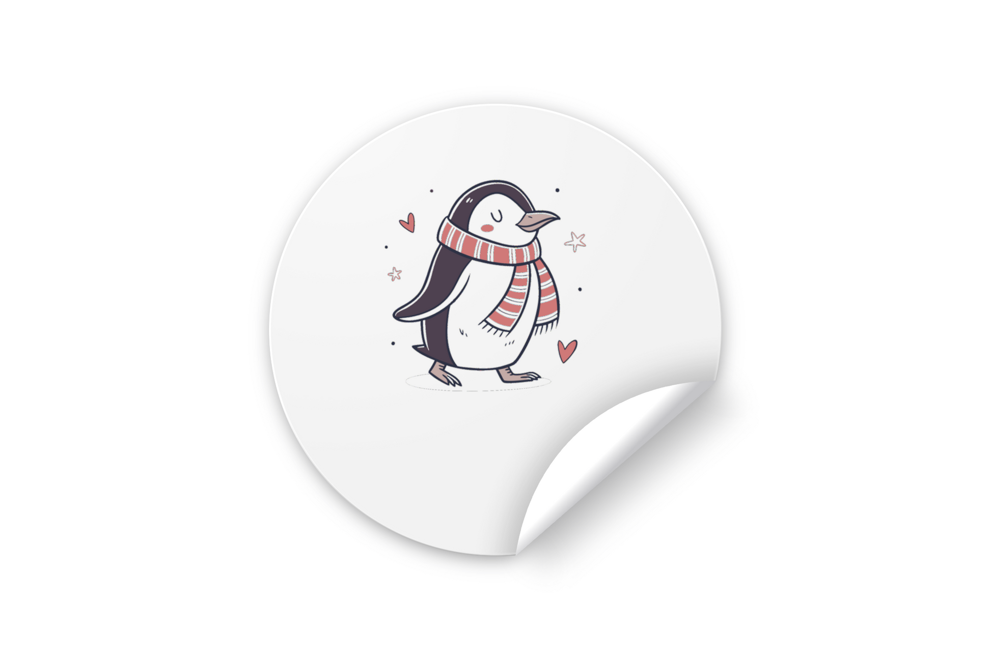 Sticker avec pingouin en écharpe, style doodle évocateur d'un hiver chaleureux
