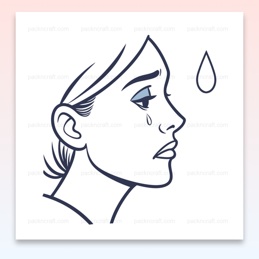Illustration d'un visage triste en dessin linéaire, idéale pour projets éducatifs et décoratifs.