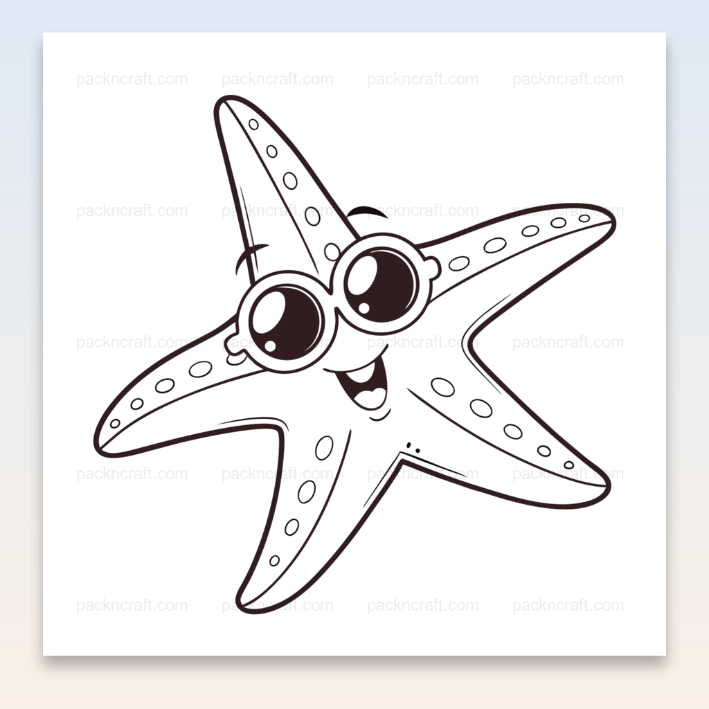 Illustration d'une étoile de mer joyeuse avec lunettes pour projets créatifs et éducatifs