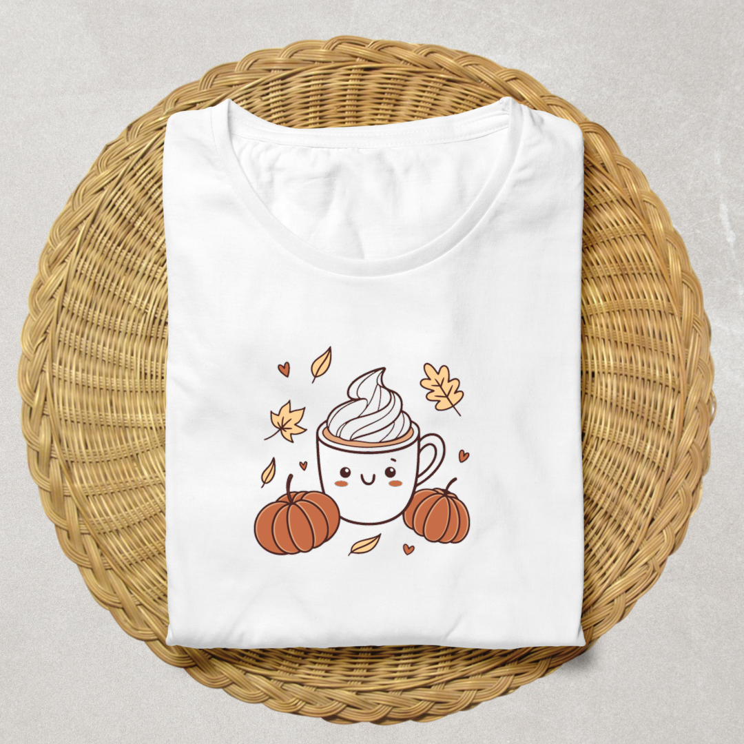 Mug automnal avec épices en style plat, idéal pour une ambiance chaleureuse