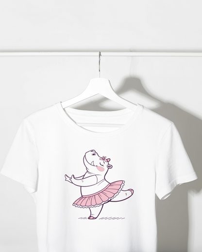 T-shirt avec silhouette élégante d’un hippo dansant gracieusement