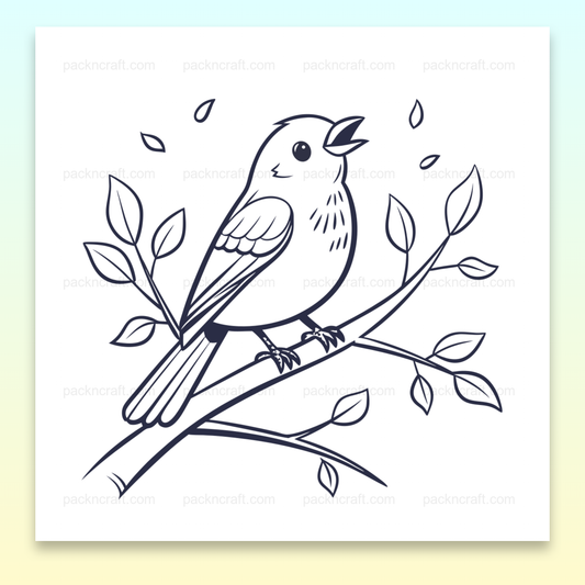 Illustration minimaliste d'un oiseau sur branche pour DIY et déco