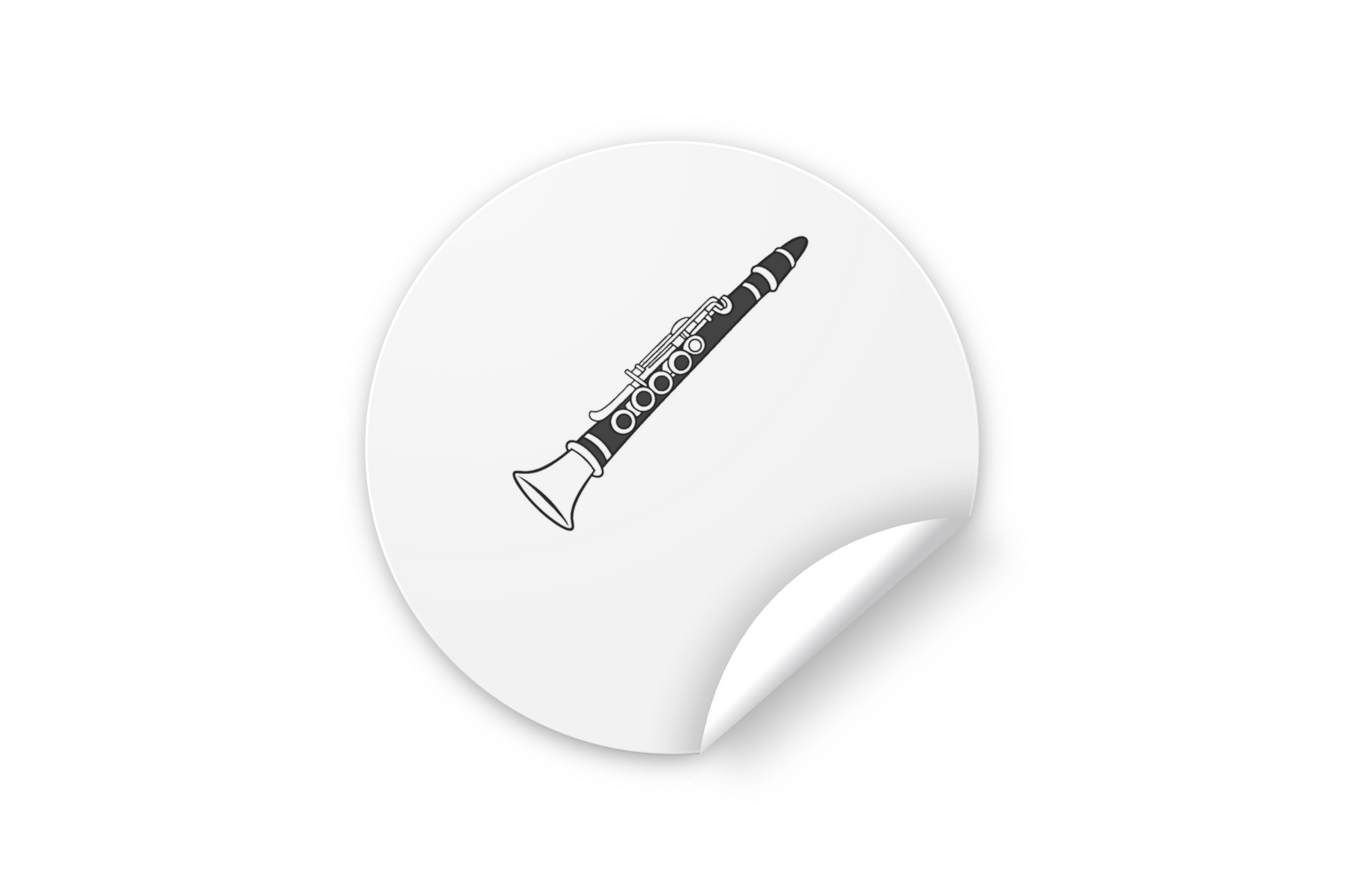 Sticker avec icône de clarinette au style minimaliste sur fond blanc