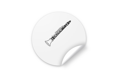 Sticker avec icône de clarinette au style minimaliste sur fond blanc