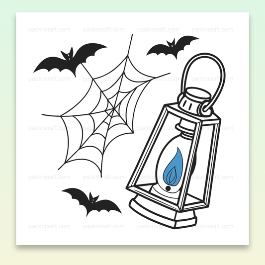 Illustration de lanternes et chauves-souris pour Halloween. Utilisable pour DIY et décorations.