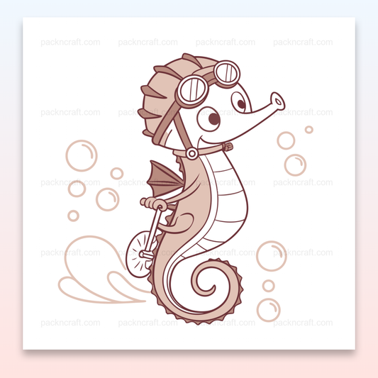 Illustration d'un hippocampe pilote, parfaite pour DIY et papeterie.