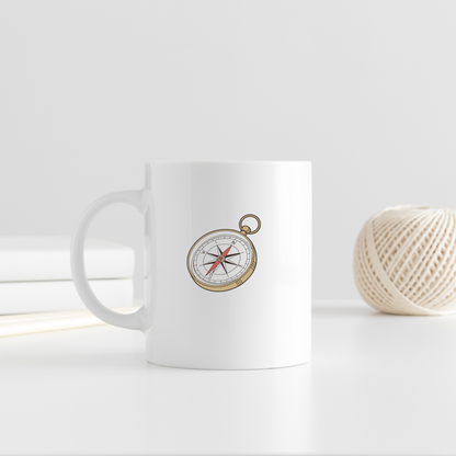 Mug décoré d'une boussole vintage stylisée pour les amateurs d'exploration