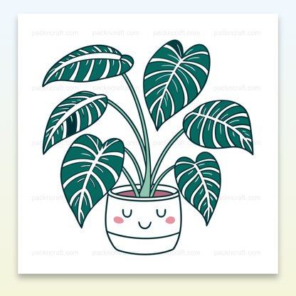Illustration vectorielle de plante heureuse en pot pour projets décoratifs.