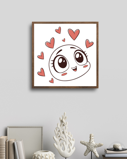 Cadre avec une icône kawaii joyeuse et émotive pour une déco adorable