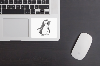 Sticker avec pingouin d'hiver minimaliste et joyeux, parfait pour décorer vos objets