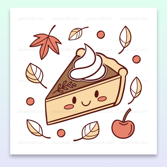 Adorable illustration d'une part de tarte souriante pour projets DIY et déco.