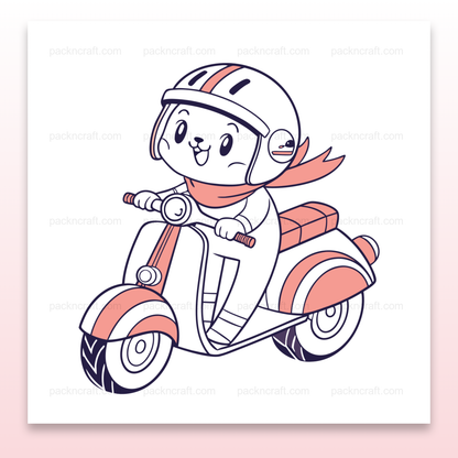 Illustration vectorielle d'un chat mignon en moto pour projets créatifs et éducatifs