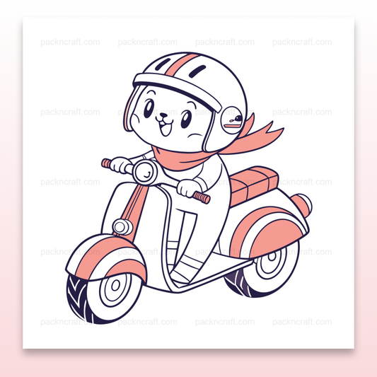 Illustration vectorielle d'un chat mignon en moto pour projets créatifs et éducatifs
