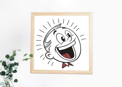 Cadre rétro avec personnage joyeux affichant des émotions variées