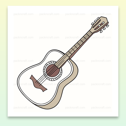 Illustration d'une guitare acoustique paisible en style SVG, parfaite pour déco et projets DIY musicaux