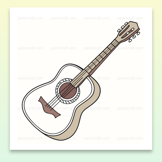 Illustration d'une guitare acoustique paisible en style SVG, parfaite pour déco et projets DIY musicaux