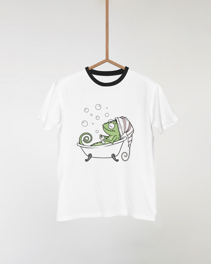 T-shirt avec caméléon relaxant décoratif bain thème nature