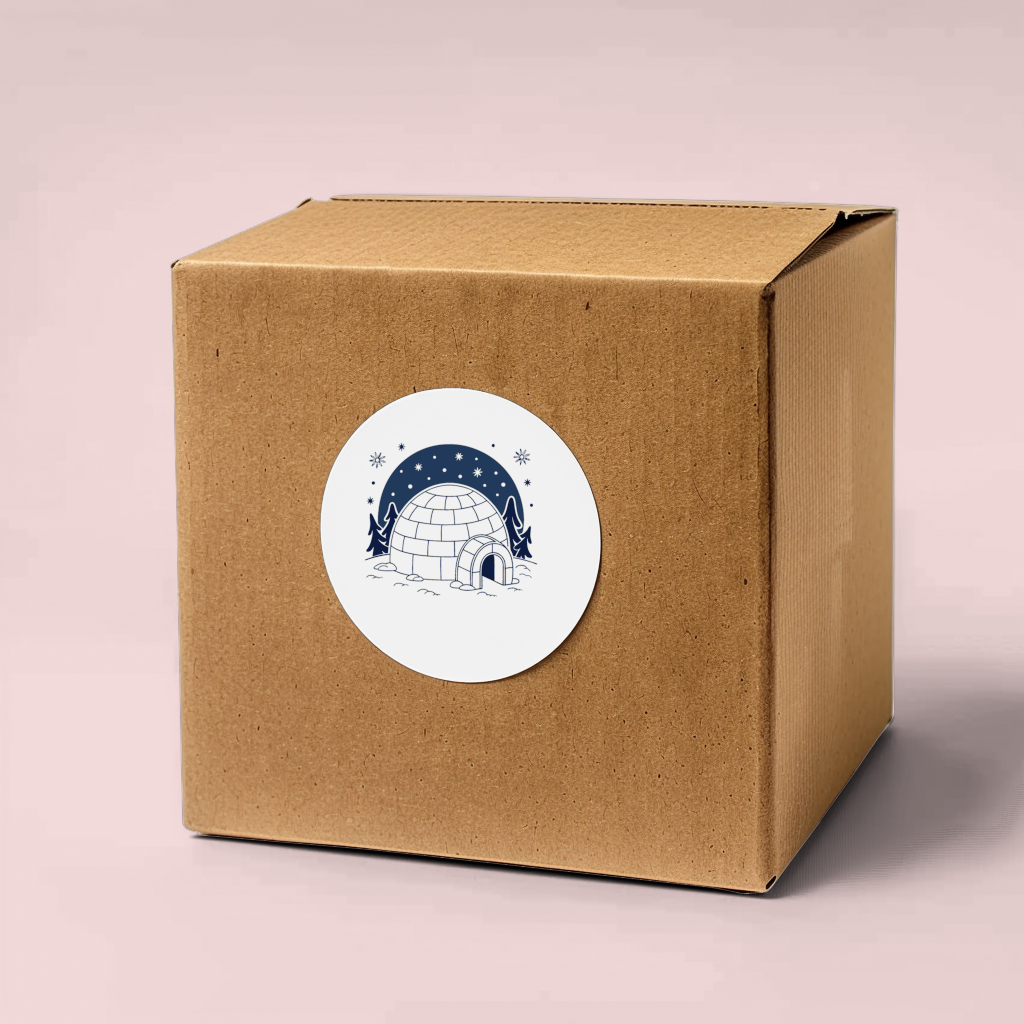 Sticker avec design igloo sous étoiles et flocon pour une ambiance hivernale magique