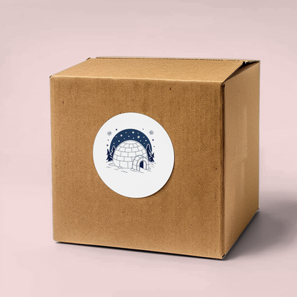 Sticker avec design igloo sous étoiles et flocon pour une ambiance hivernale magique
