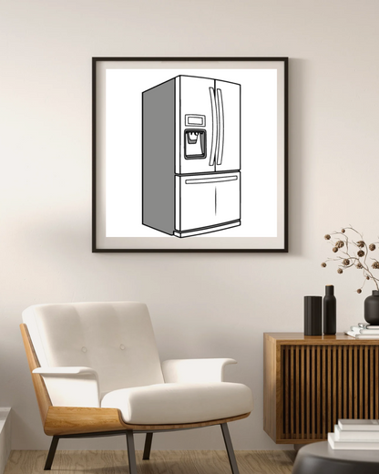 Cadre avec réfrigérateur minimaliste pour cuisine moderne ambiance contemporaine