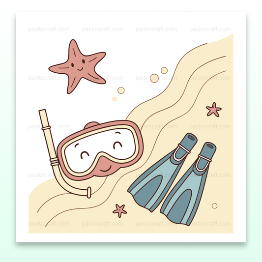 Illustration d'un plongeur étoilé en style pastel, idéal pour des projets créatifs marins.