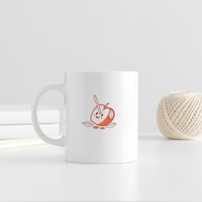 Mug avec une pomme souriante décorative en style doodle ludique