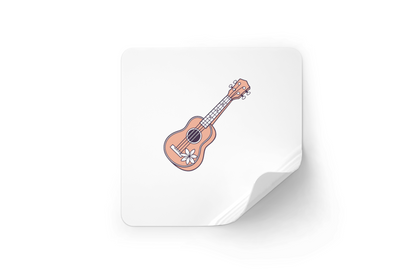 Sticker avec motif d’ukulélé fleuri minutieusement détaillé pour une évasion musicale