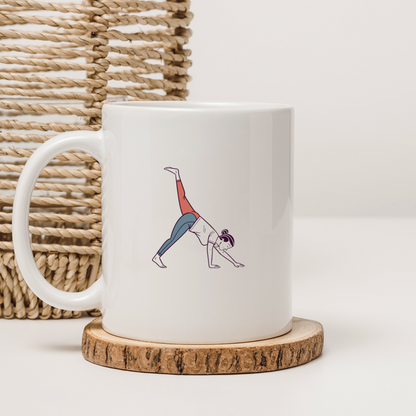 Mug bien-être zen avec motif femme effectuant du yoga dans un style minimaliste