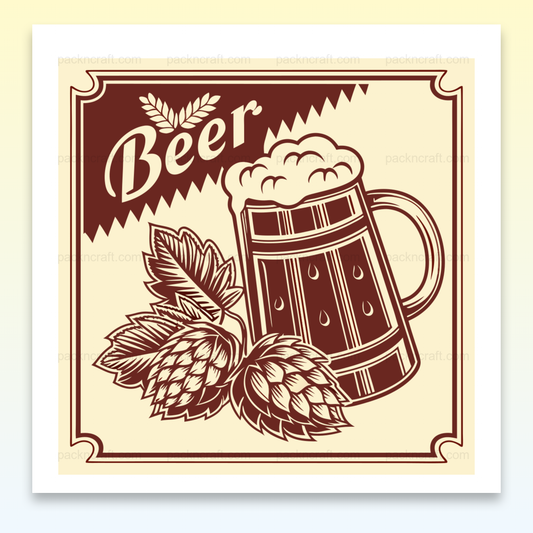 Affiche vintage bière en contexte dans bar, ambiance authentique.