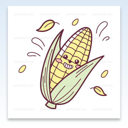 Illustration d’un épi de maïs joyeux en style doodle pour projets éducatifs et créatifs