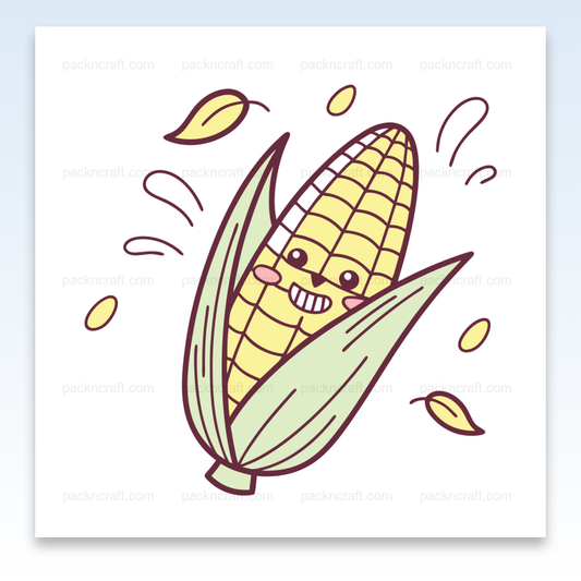 Illustration d’un épi de maïs joyeux en style doodle pour projets éducatifs et créatifs