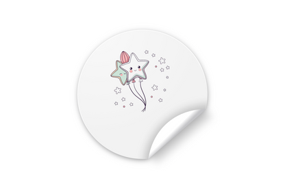 Sticker kawaii étoile ballon pour décorations fun et ludiques.