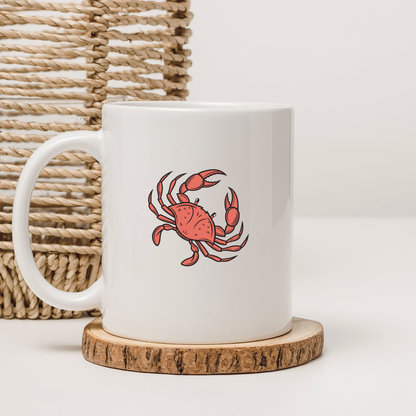 Mug marine avec un crabe curieux sur fond bleu esprit dessin numérique