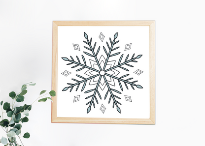 Cadre élégant avec flocon géométrique, ambiance hivernale minimaliste et moderne