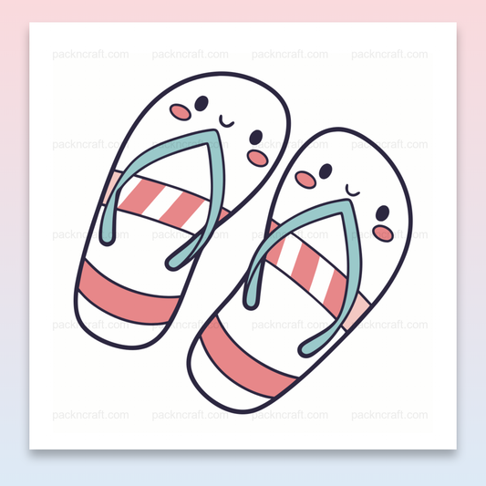 Illustration kawaii de tongs souriantes pour projets créatifs DIY