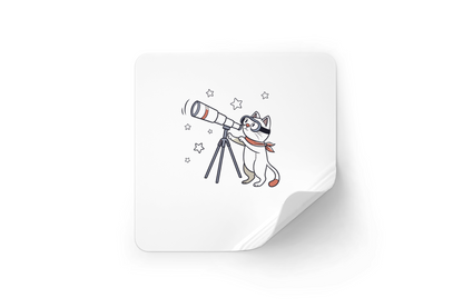 Sticker au motif de chat contemplant les étoiles dans un style astronomique élégant