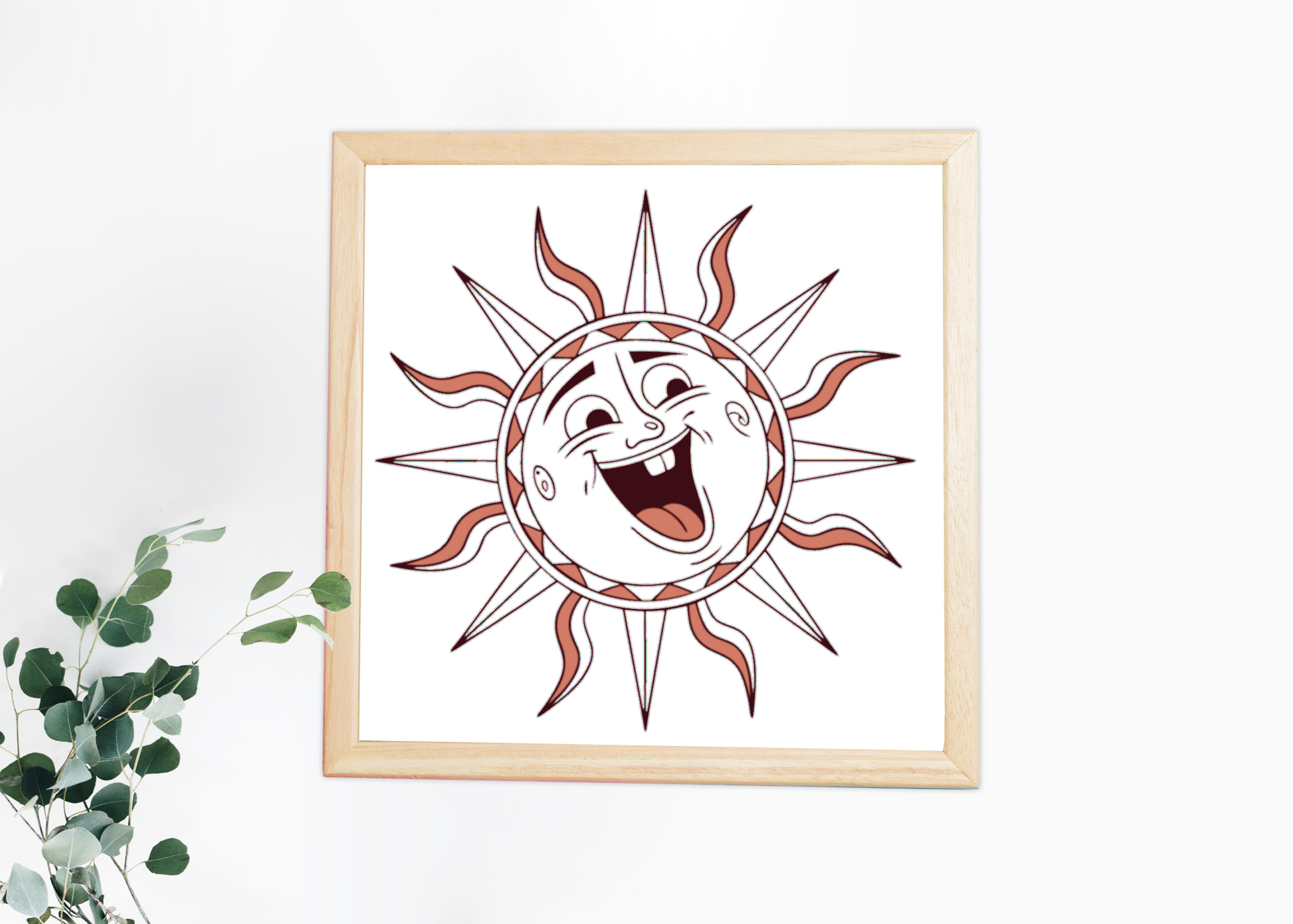 Cadre vintage avec un soleil rieur éclatant sur fond estival lumineux
