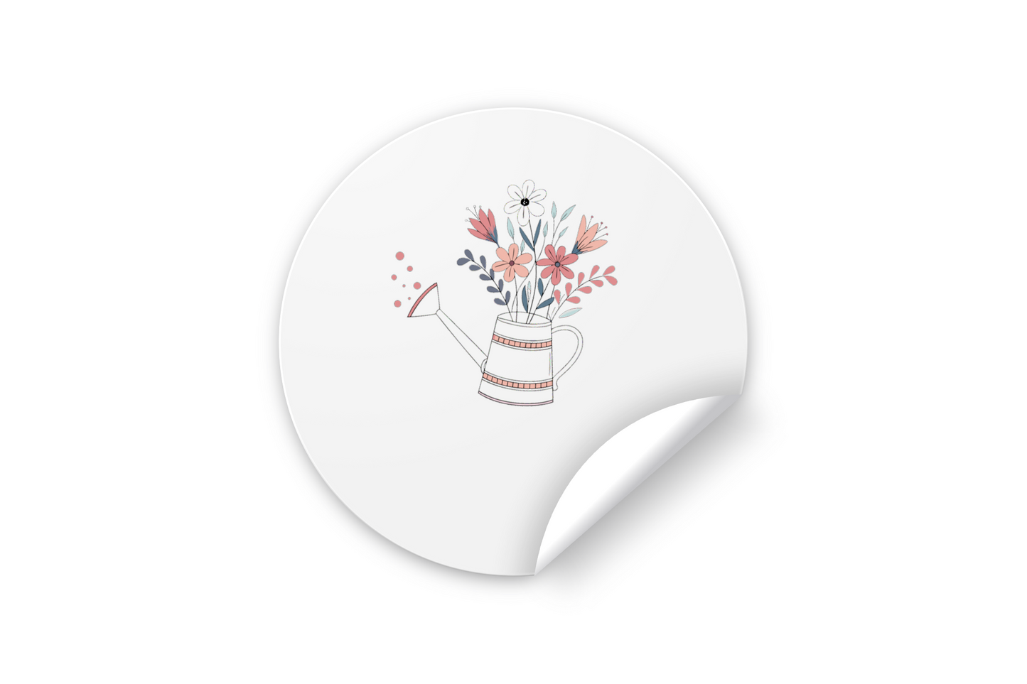 Sticker décoratif printanier avec arrosoir fleuri dans des tons pastel