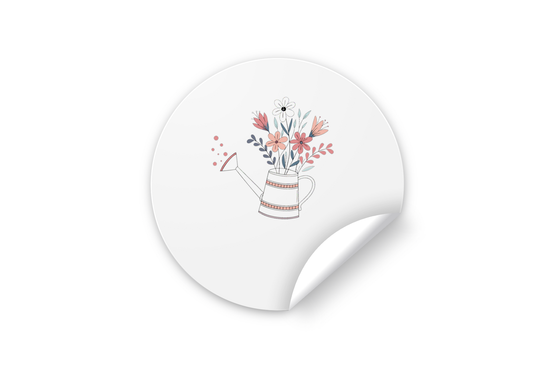 Sticker décoratif printanier avec arrosoir fleuri dans des tons pastel