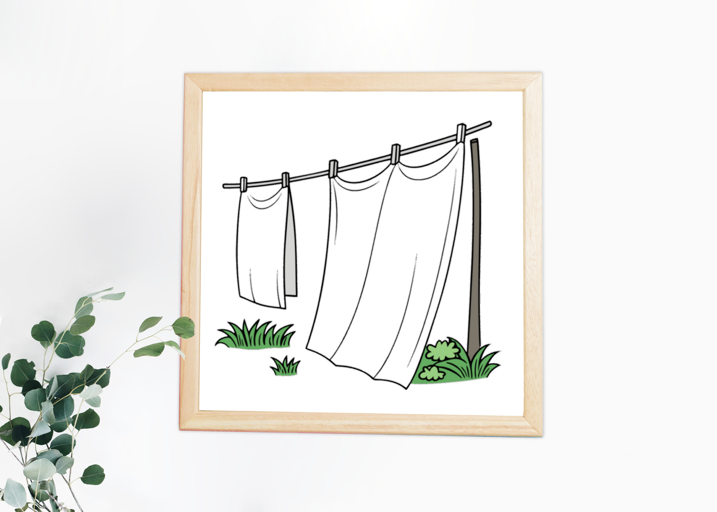 Cadre avec motif minimaliste d’un linge flottant calmement dans le vent