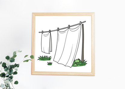 Cadre avec motif minimaliste d’un linge flottant calmement dans le vent