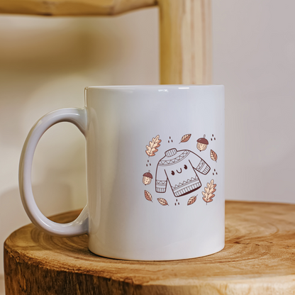 Mug au design automnal joyeux avec icône minimaliste apportant une touche cosy