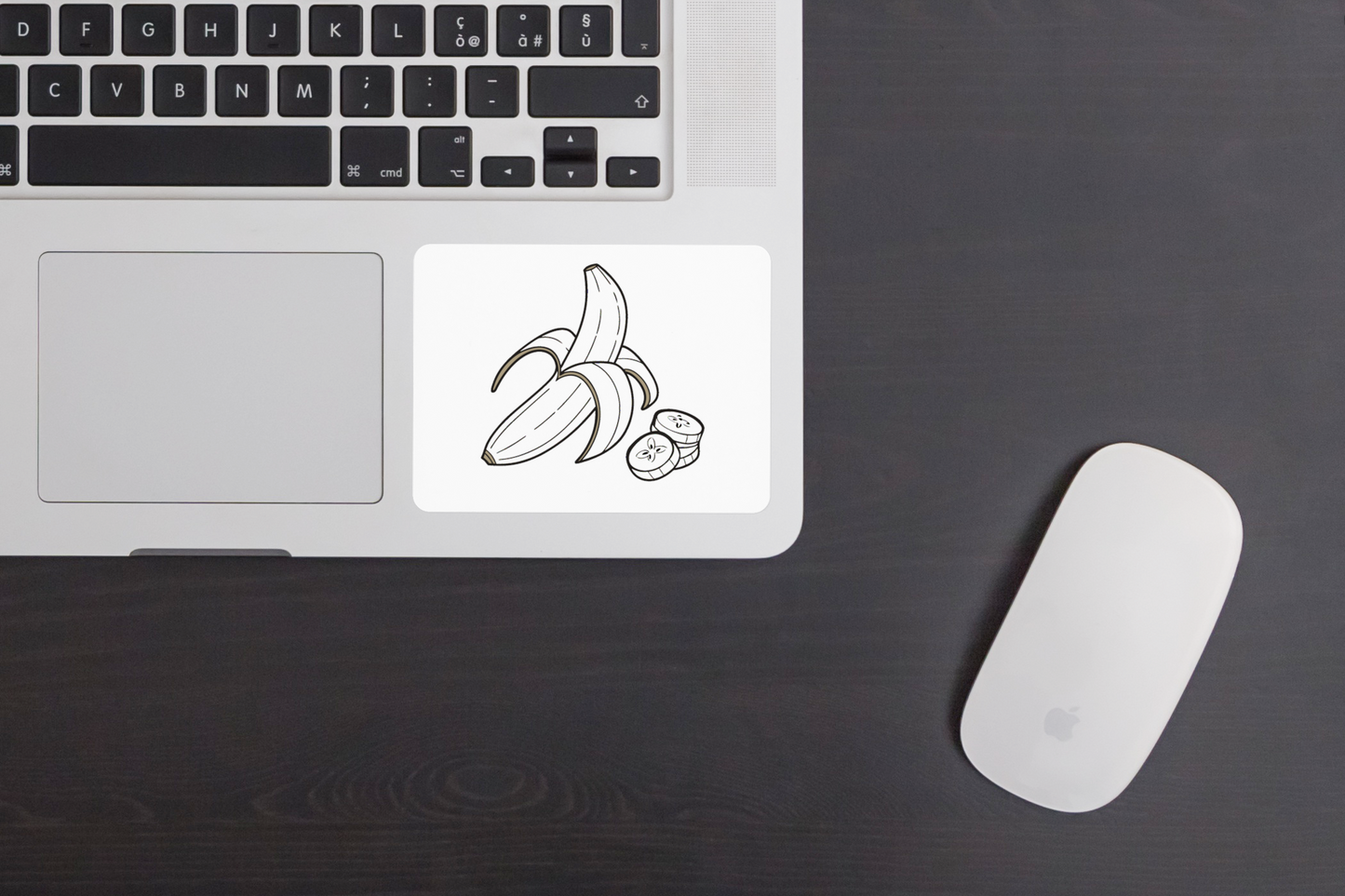 Sticker décoratif style minimaliste avec une banane épluchée en illustration