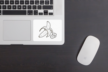 Sticker décoratif style minimaliste avec une banane épluchée en illustration