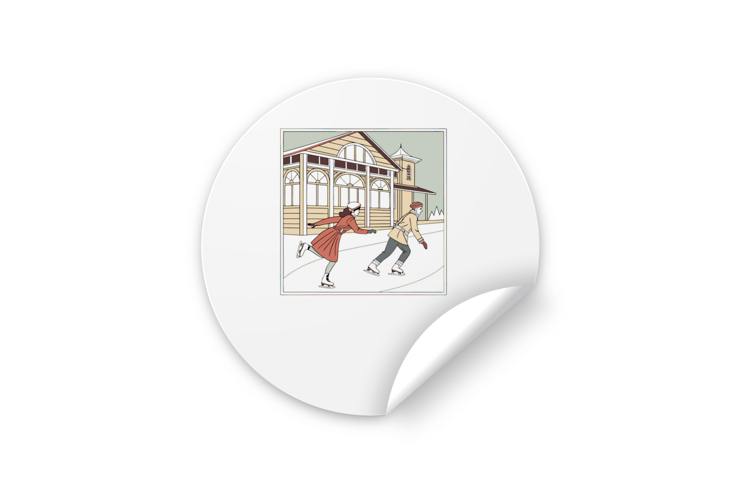 Sticker de patineurs rétro, parfait pour personnaliser cahiers et carnets.