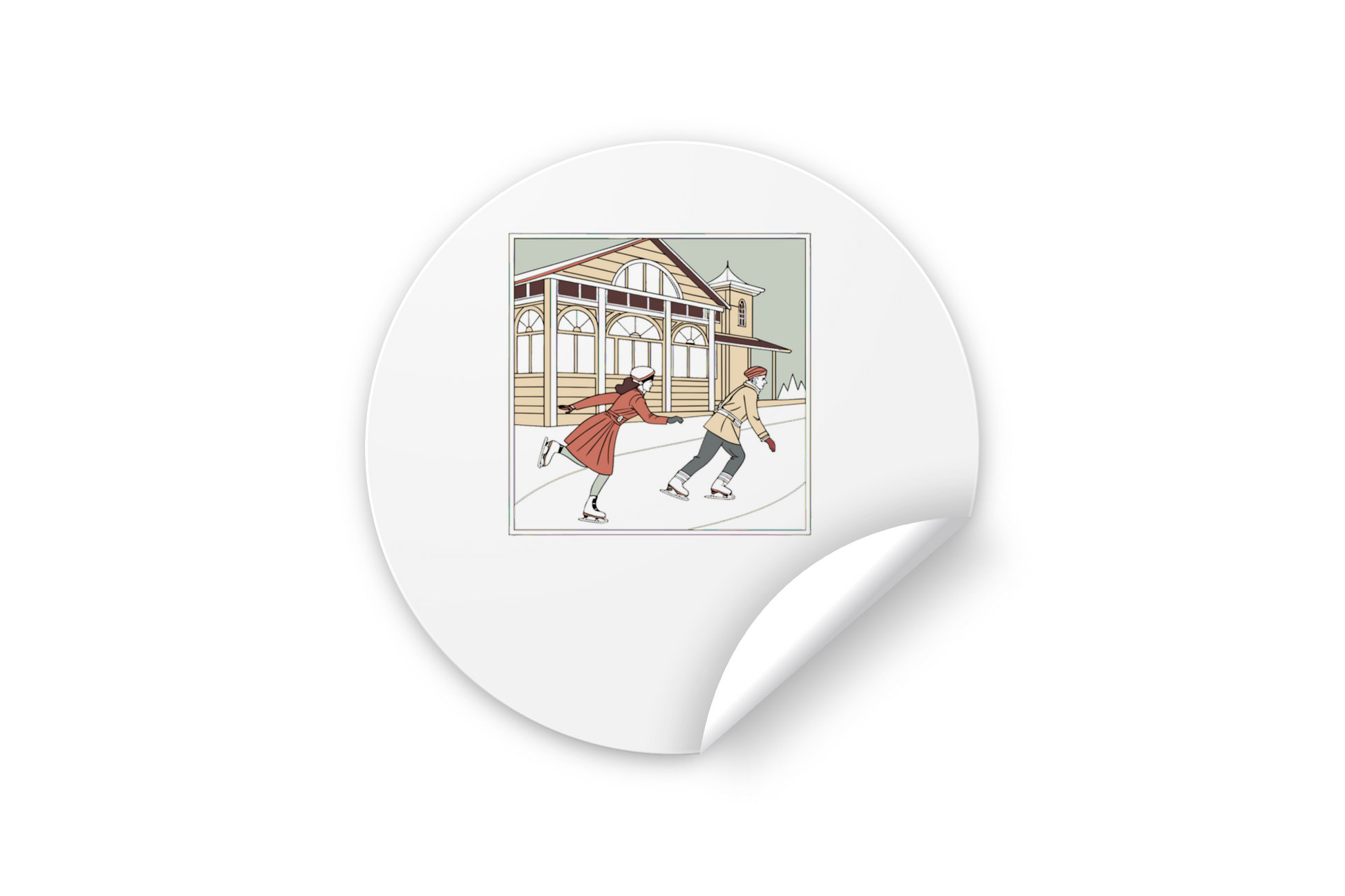 Sticker de patineurs rétro, parfait pour personnaliser cahiers et carnets.